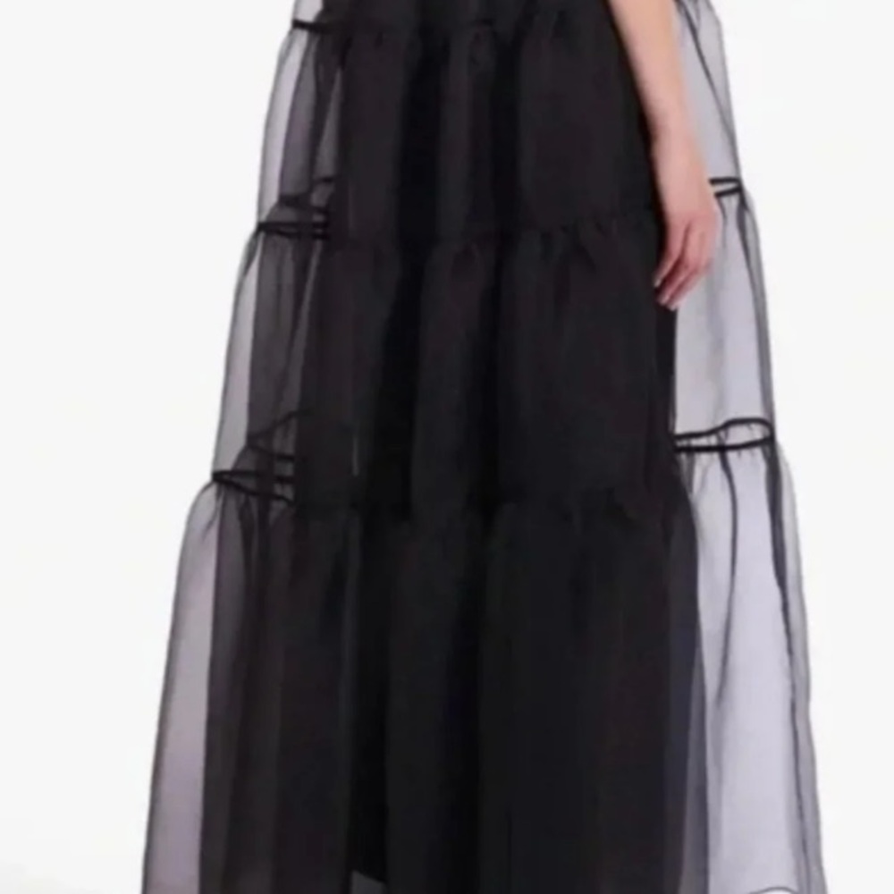 Staud Hyacinth Tiered Organza Overlay Maxi A-Line 2 Piece Dress Black NWT - Picture 8 of 9